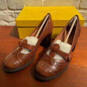 Biviel "Malaga" Oak Leather Heels US8 EU38 New